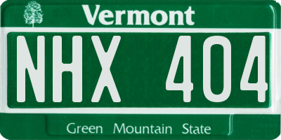 VT license plate NHX404
