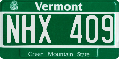 VT license plate NHX409