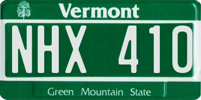 VT license plate NHX410