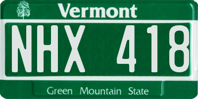 VT license plate NHX418