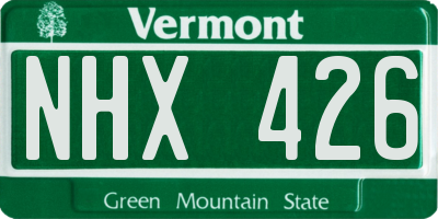 VT license plate NHX426