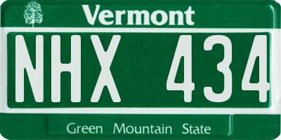 VT license plate NHX434