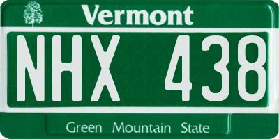 VT license plate NHX438