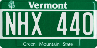 VT license plate NHX440