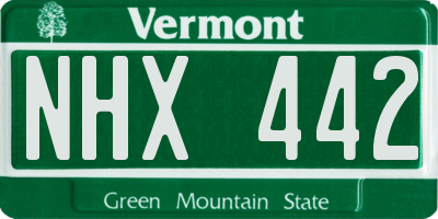 VT license plate NHX442