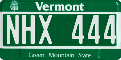 VT license plate NHX444