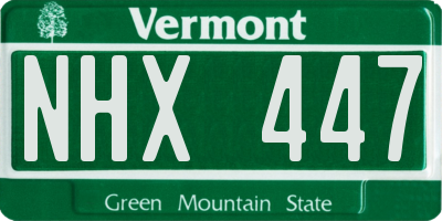 VT license plate NHX447