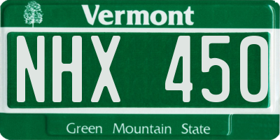 VT license plate NHX450