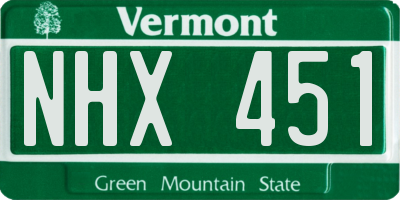 VT license plate NHX451