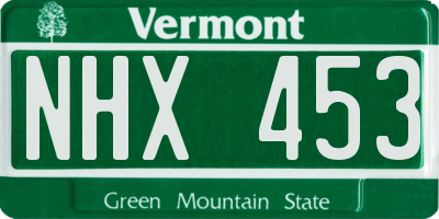 VT license plate NHX453