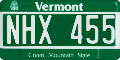 VT license plate NHX455