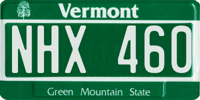 VT license plate NHX460