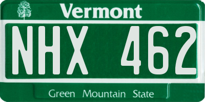 VT license plate NHX462