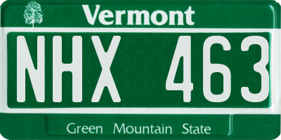 VT license plate NHX463