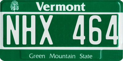 VT license plate NHX464