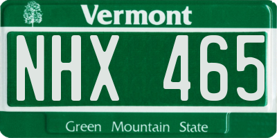 VT license plate NHX465