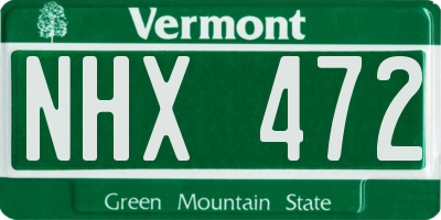 VT license plate NHX472