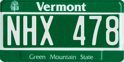 VT license plate NHX478