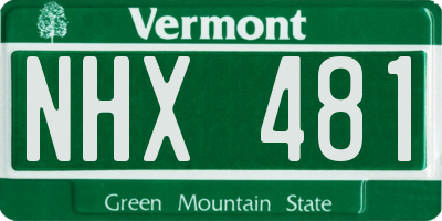 VT license plate NHX481