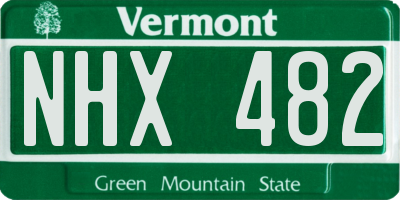 VT license plate NHX482