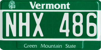 VT license plate NHX486