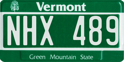 VT license plate NHX489
