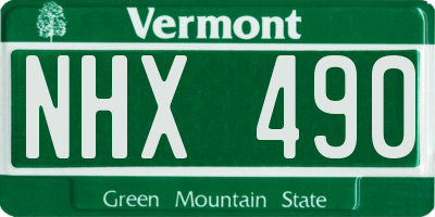 VT license plate NHX490