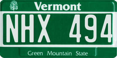 VT license plate NHX494