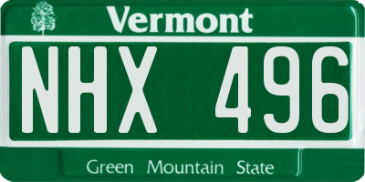 VT license plate NHX496