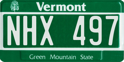 VT license plate NHX497