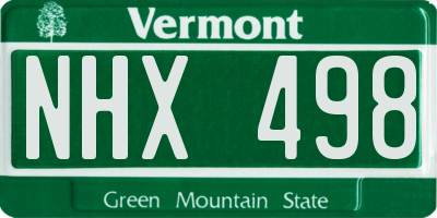 VT license plate NHX498