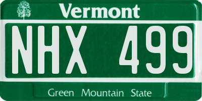 VT license plate NHX499