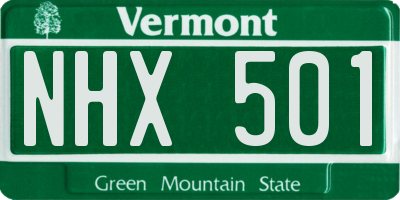 VT license plate NHX501