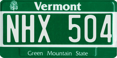 VT license plate NHX504