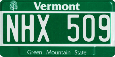 VT license plate NHX509