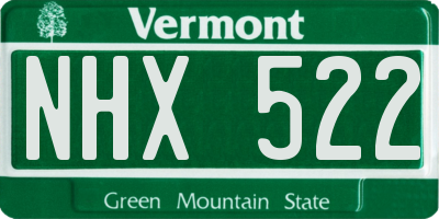VT license plate NHX522