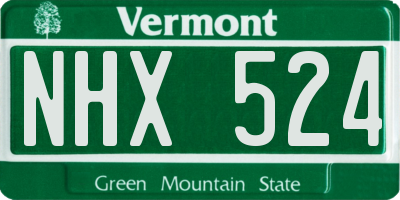 VT license plate NHX524