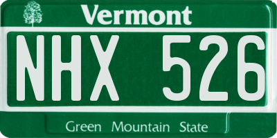 VT license plate NHX526