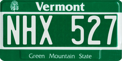 VT license plate NHX527