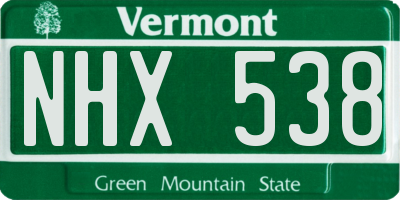 VT license plate NHX538