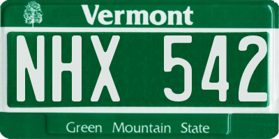 VT license plate NHX542