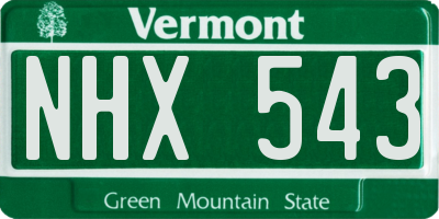 VT license plate NHX543