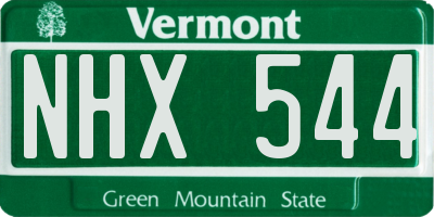 VT license plate NHX544
