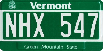 VT license plate NHX547