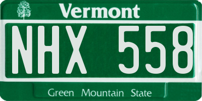 VT license plate NHX558