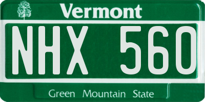 VT license plate NHX560