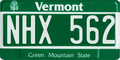 VT license plate NHX562