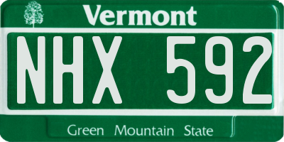 VT license plate NHX592