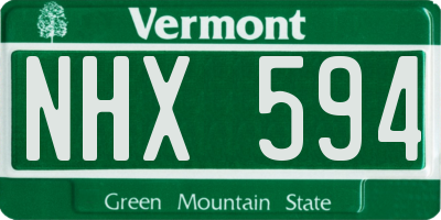 VT license plate NHX594