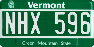 VT license plate NHX596